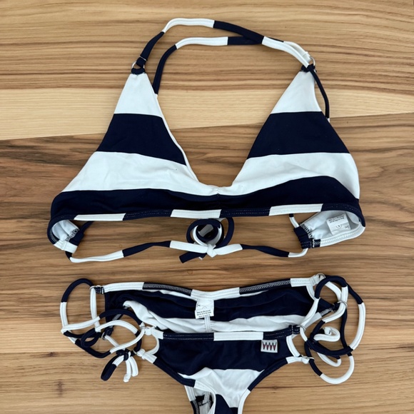 Wicked Weasel Sailor Stripe Bikini Set – Size Small – Navy/White – New - Picture 9 of 10
